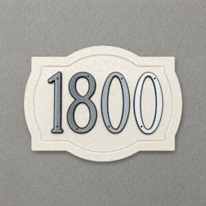 Modern Style Address Plaque by SnapTight Products, weather-resistant exterior plaque measuring 10-3/4 inches long, 8-1/8 inches high, and 1-5/8 inches deep, ideal for displaying house numbers.