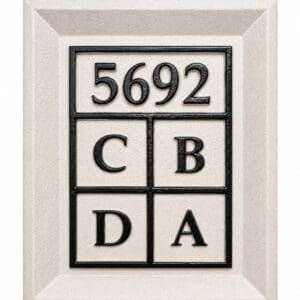 Multi-Unit Address Plaque with customizable address numbers and unit letters for apartments, condominiums, townhomes, and commercial buildings.