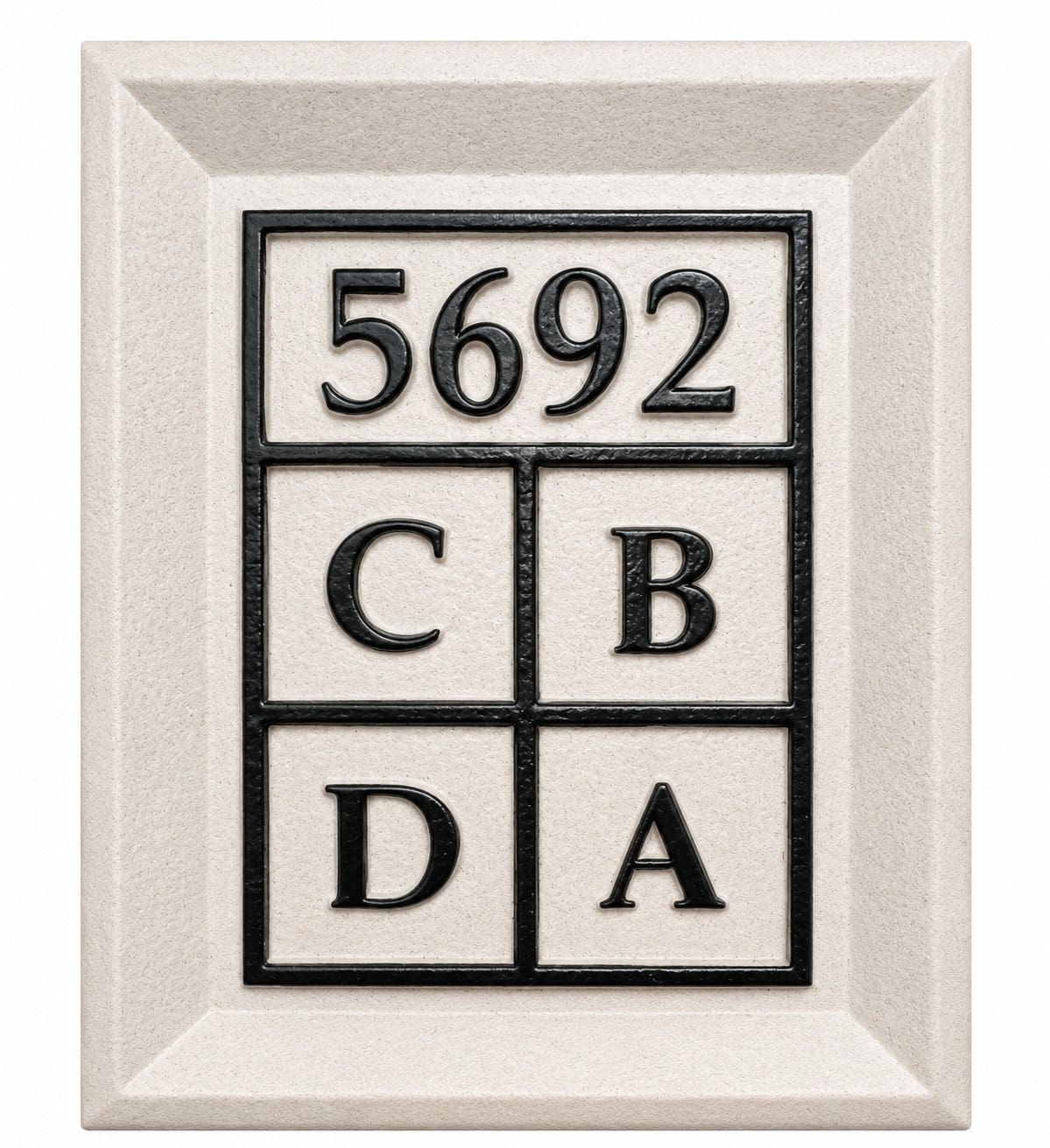 Multi-Unit Address Plaque with customizable address numbers and unit letters for apartments, condominiums, townhomes, and commercial buildings.