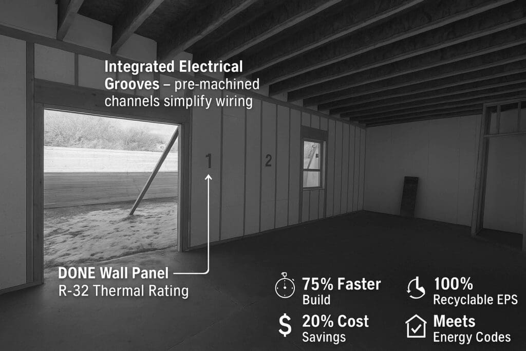 Material Highlight: Done Wall panels with a sturdy, moisture-resistant surface, engineered for long-lasting performance in various environments.