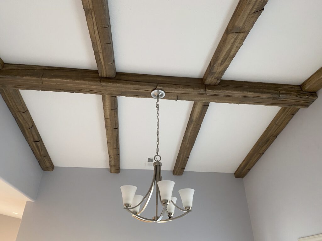 Lightweight faux wood ceiling beam with realistic wood grain finish – easy-to-install decorative beam from SnapTight Products