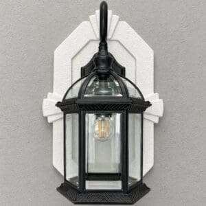 SnapTight Keystone Style Light Mounting Block Trim installed on a home exterior, providing a durable and decorative mounting surface for outdoor lighting.