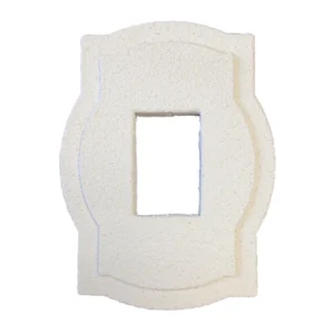 SnapTight Outlet Mounting Trim installed around an exterior outlet, providing a clean, seamless finish with durable, weather-resistant construction.