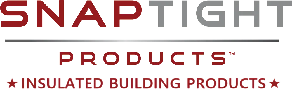 Logo with the text SNAPTIGHT PRODUCTS in red and gray. Below, it reads INSULATED BUILDING PRODUCTS with stars on each side. A gray line separates SNAPTIGHT and PRODUCTS.